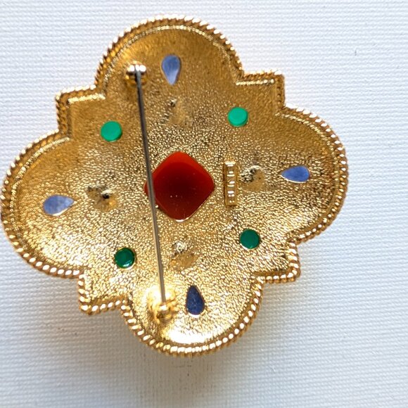 Vintage Alfred Sung Signed Ornate Etruscan Statement Brooch - Picture 5 of 6